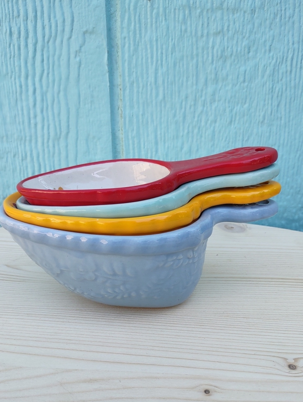 Pioneer Woman Ceramic Measuring Cup and Spoon Set - Multicolor